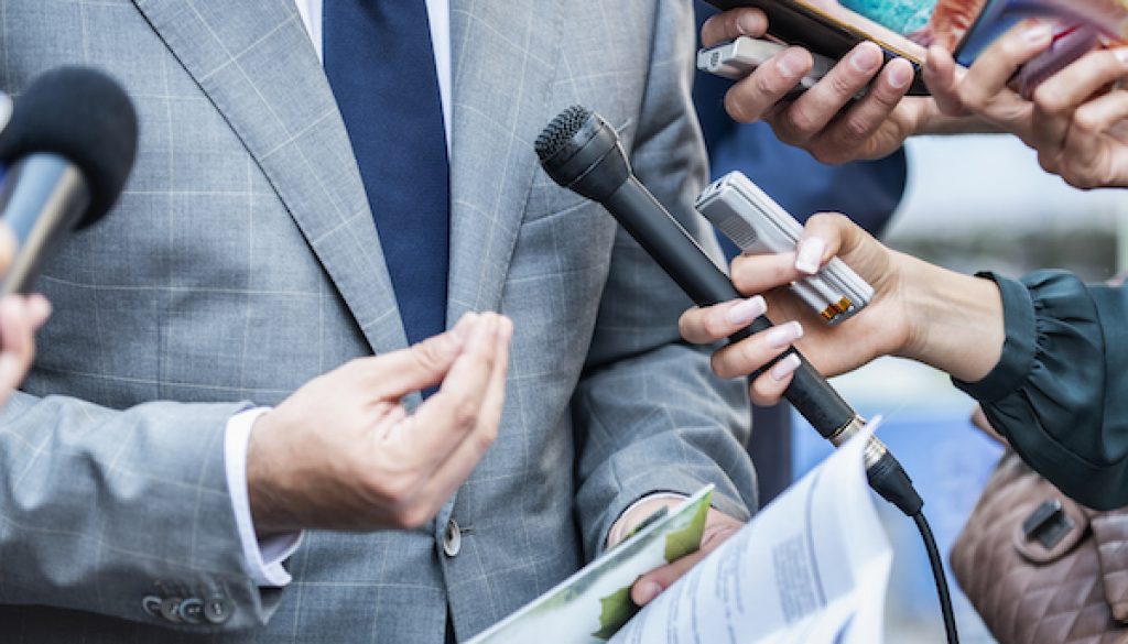 Media Interview. Journalists Interviewing Politician or Businessman