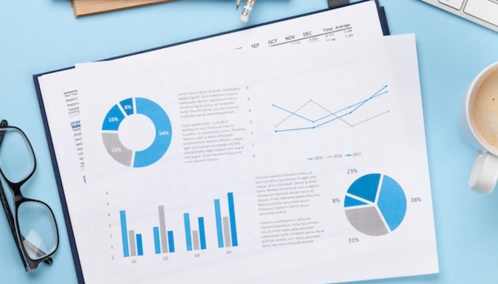Business desk workplace and office objects
