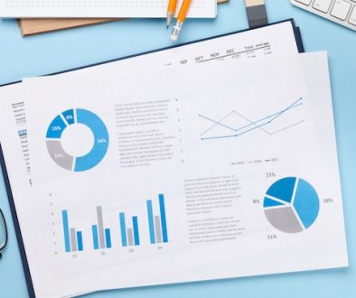 Business desk workplace and office objects